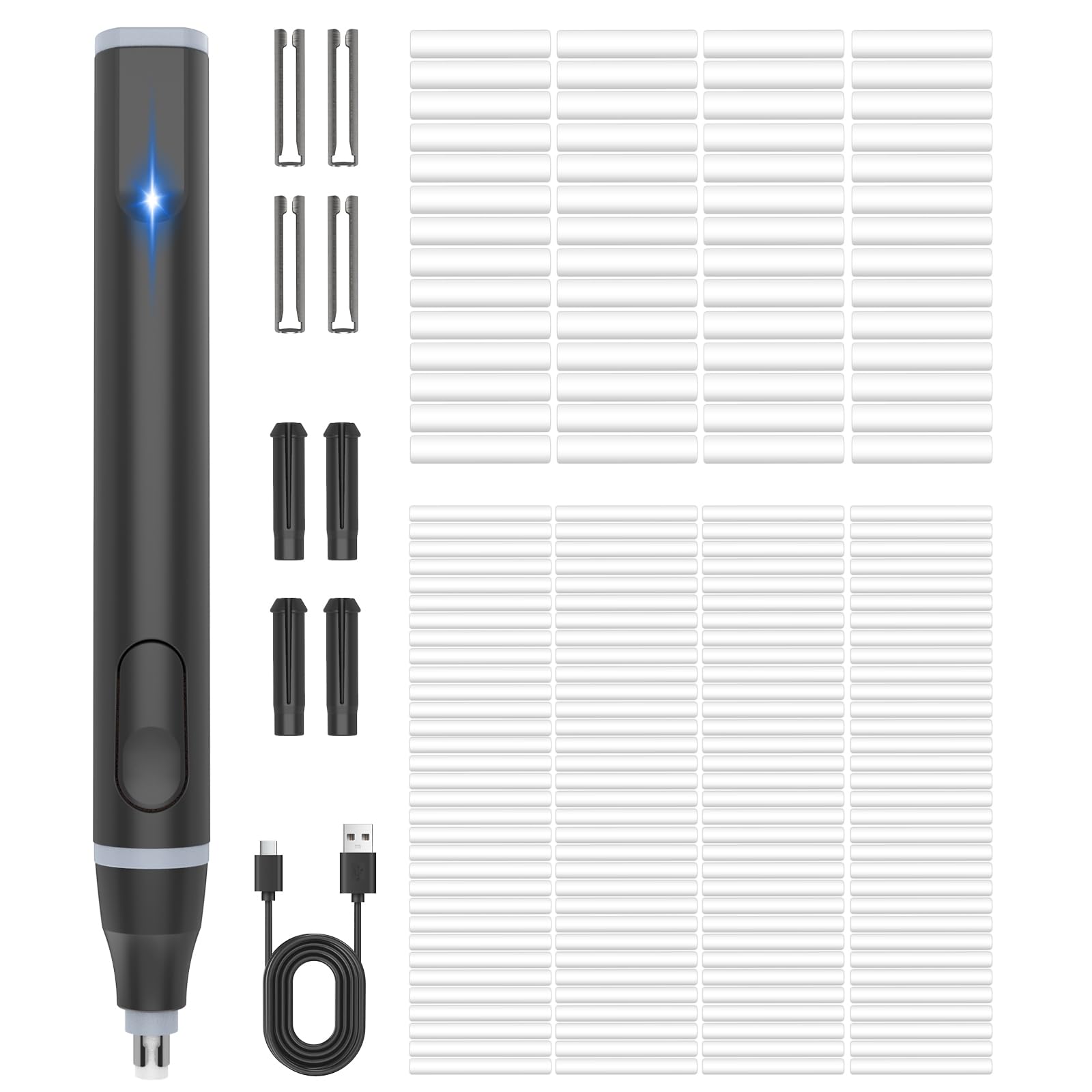 Foyucool Electric Eraser, USB C Rechargeable Pencil Eraser with 220 Eraser Refills, 2 Eraser Sizes, Comfort Grip Art Eraser for Drawing, Ideal for