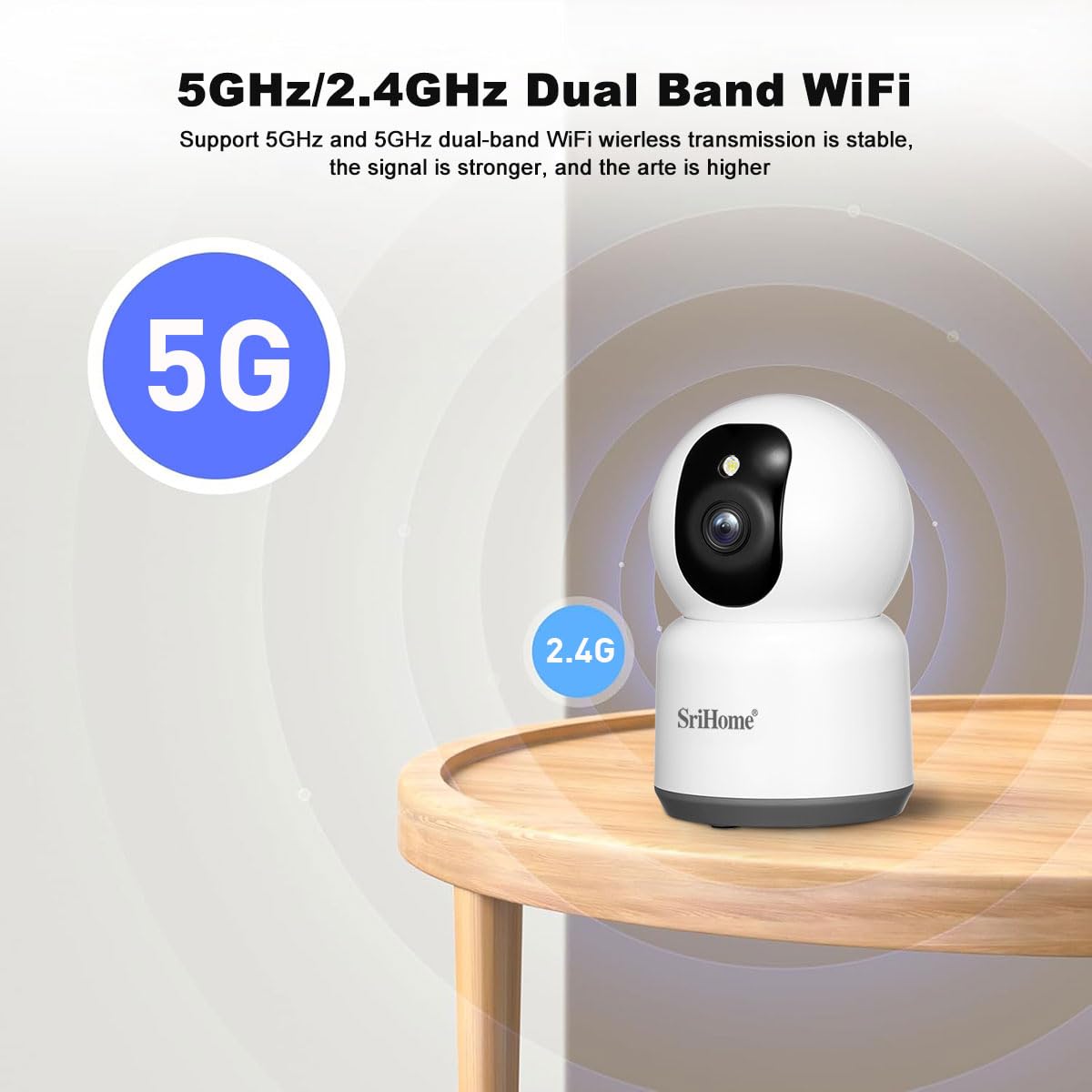 SRIHOME Camera di sorveglianza 5MP 2.4GHz/5GHz WiFi