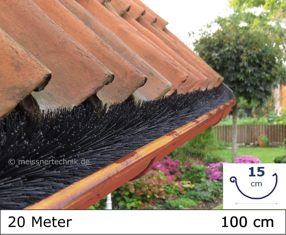 MEISSNER 20x Dachrinnenbürsten speziell für Kupferdachrinnen 100cm lang, Ø 15cm, inkl. 12 Sicherungsklammern gegen Sturm und Wind