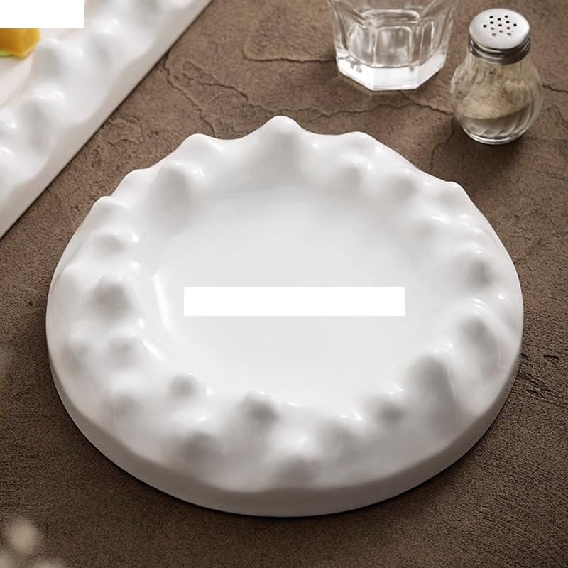 Talerze Ceramiczne Talerze Obiadowe Kreatywne Nieregularna Tekstura Gruby Talerz Do Zupy Talerz Deserowy Talerz Do Makaronu Sushi Talerze Restauracyjne Talerze Obiadowe，B 13.7 Inch