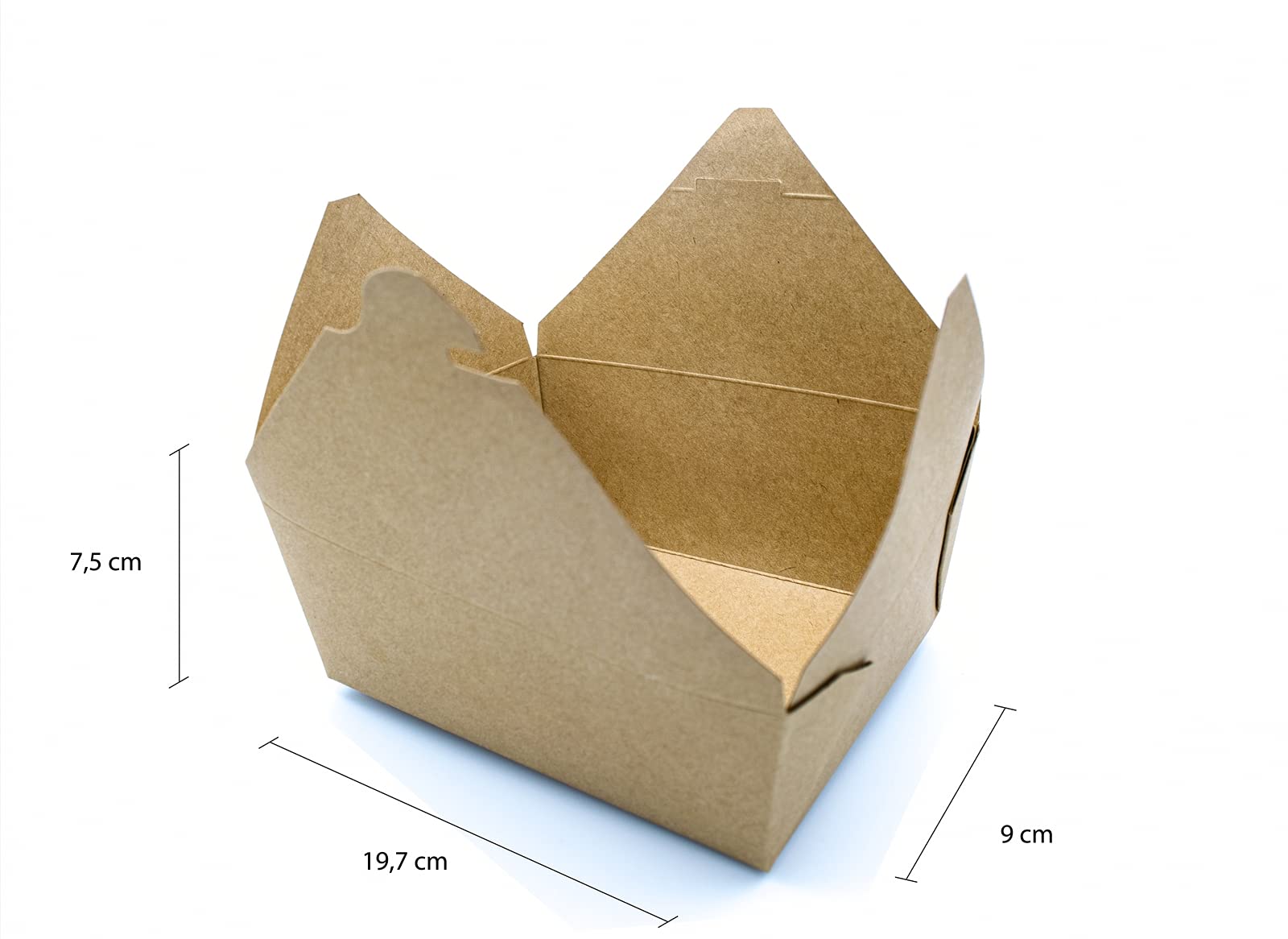 Contenitore Alimenti Kraft CKB, Cartone 200pz, con Coperchio, per Alimenti Fritti, Monoporzione, Antigrasso, Biodegradabile, Fingerfood, Take Away, 197x90x75