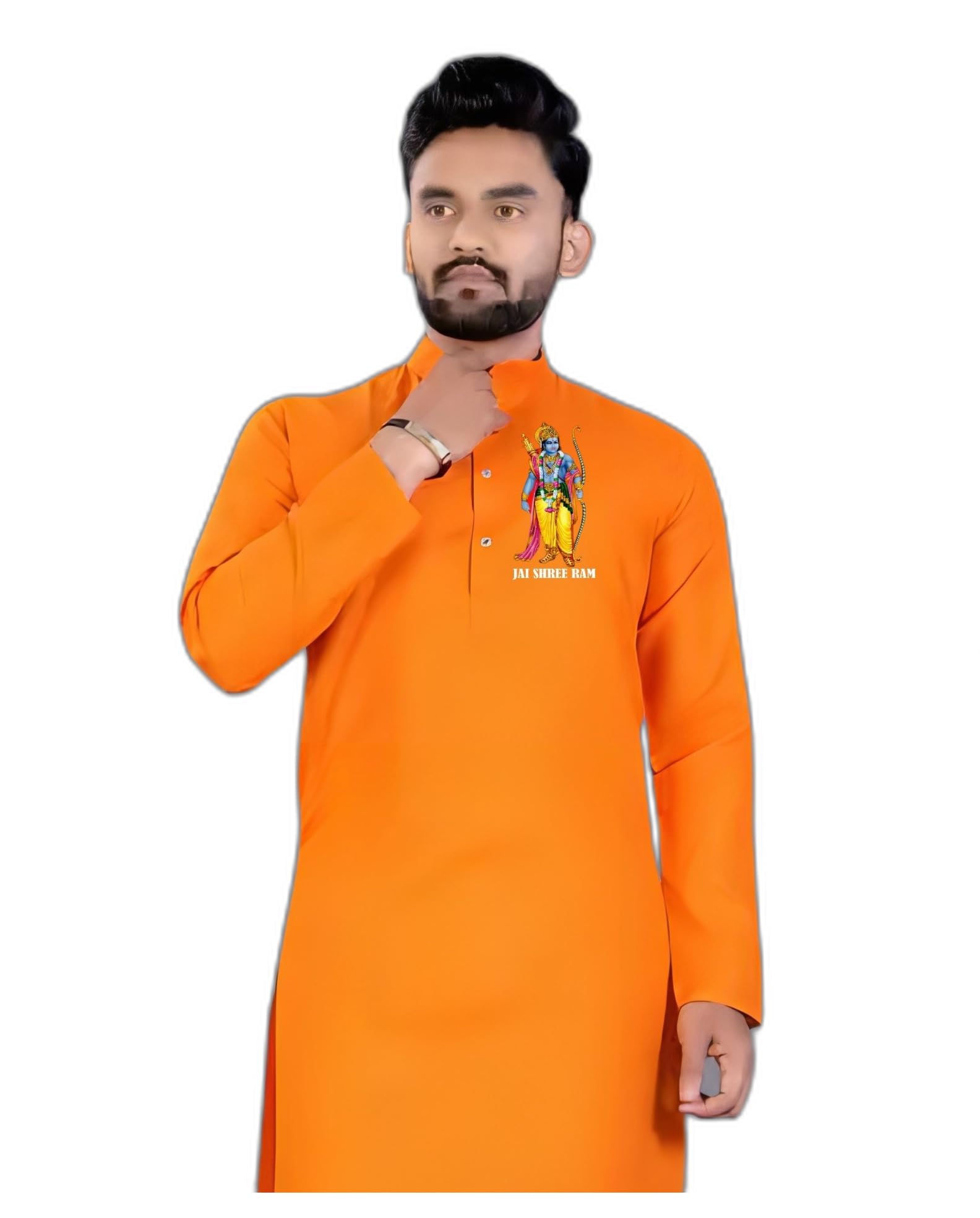 Designer Export Quality Cotton Blend Classic Comfort Elevate Your Style with Our Designer Shri Ram Print | Festival | Casual | Religious Kurta for Men-image-28