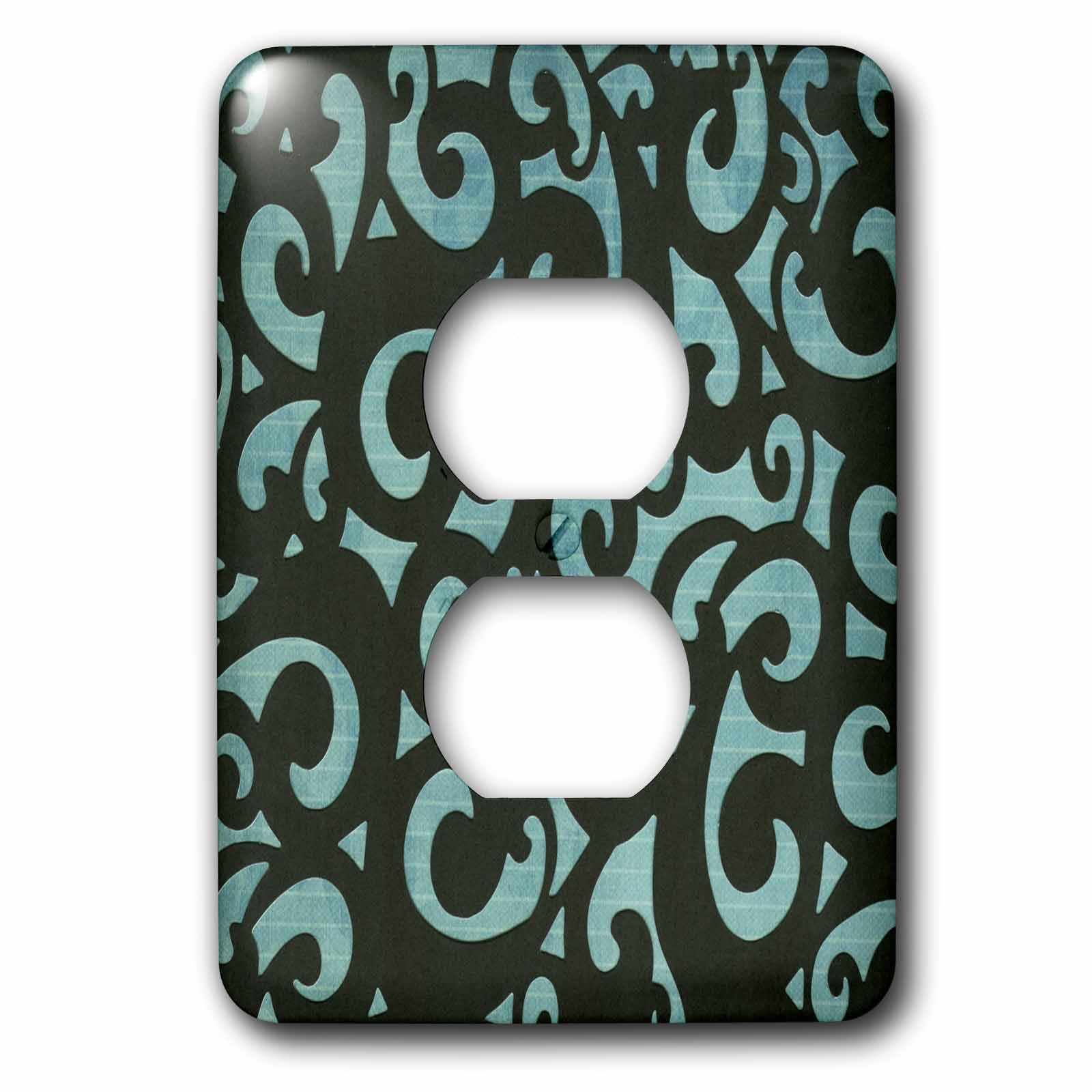 Plaque pour 2 prises décorative turquoise et noire résistante aux rayures