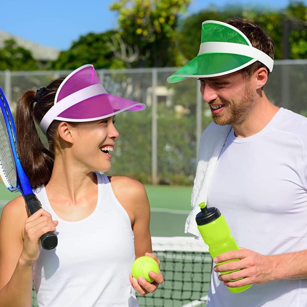 Unisex Sun Visors Plastic Clear Cap with UV Protection Candy Color Transparent Tourist Visor Cap Colorful Hat 14 Pack