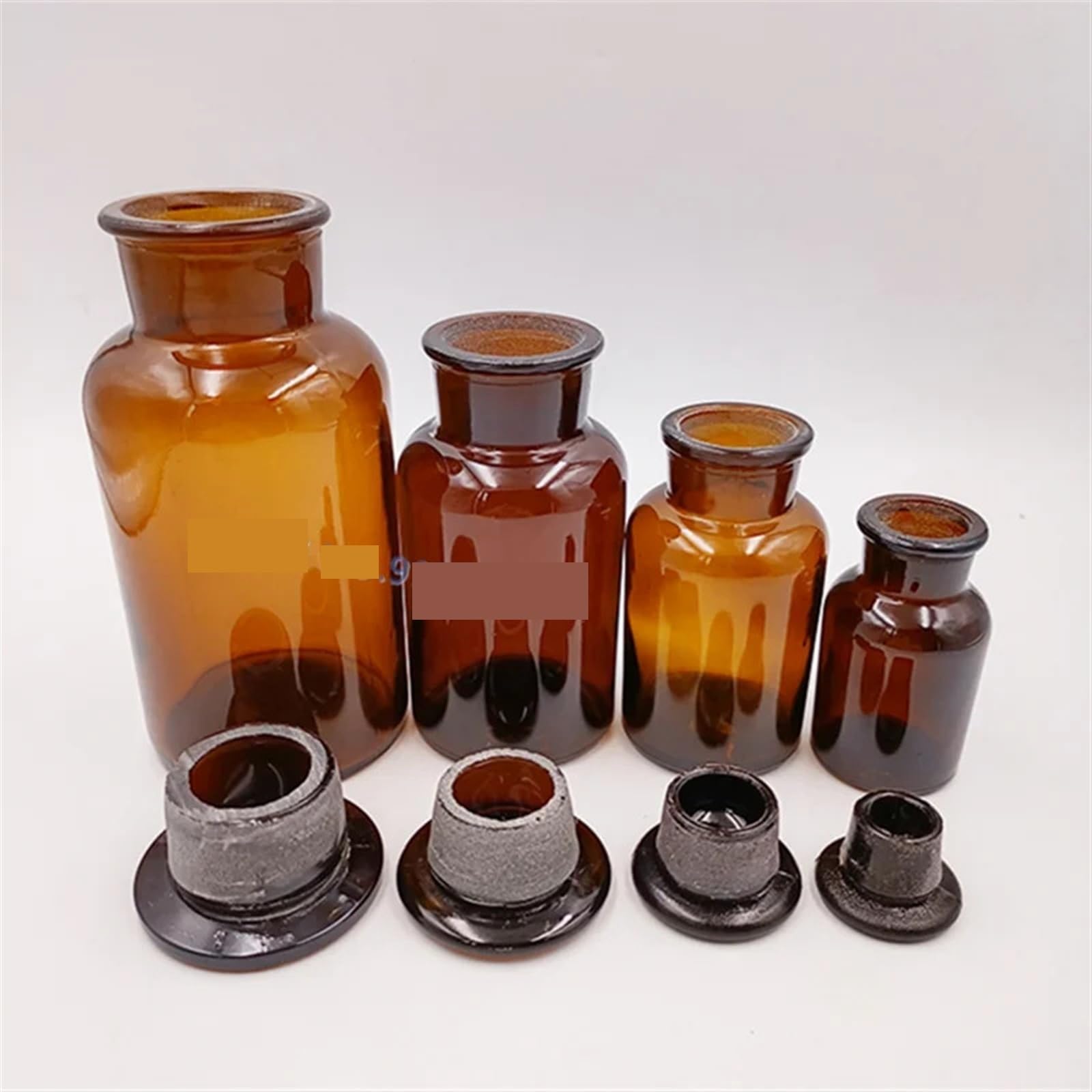 Frasco de vidrio para reactivos de laboratorio, Frascos de reactivos de vidrio graduado, viales sellados con boca esmerilada, multicolor, 30-1000 ml(Brown 1000ml)
