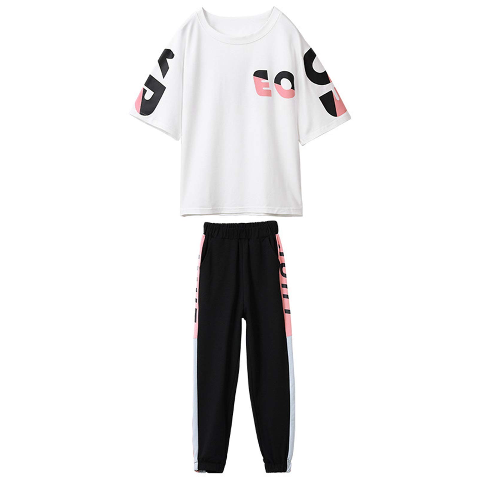 amropi Niña Verano Chándales Camiseta de Manga Corta y Pantalones 2 Piezas Conjunto de Ropa para 3-12 años