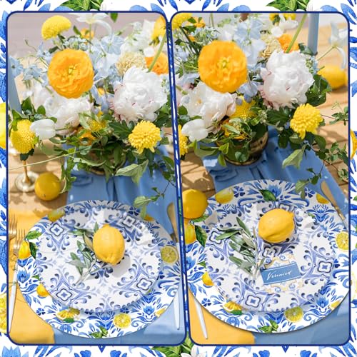 Gandeer 50 Pack Disposable Blue Paper Placemats Lemon Amalfi Coast by Gandeer - Used condition - Image 2