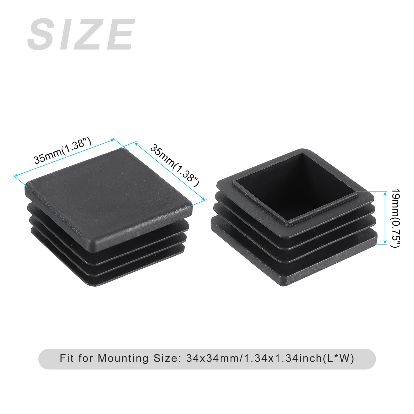 METALLIXITY Square Tube End Cap(35 x 35mm) 12Pcs - Image 2