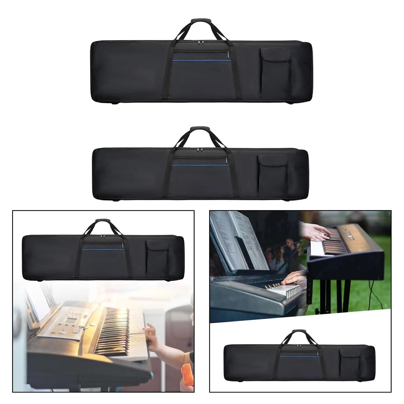 Housse de transport pour clavier Étui de protection épais for piano électrique avec sangles sac à dos, transport for clavier 88 touches, for école, studio musique, voyage, concert(140cmx44cmx17cm)