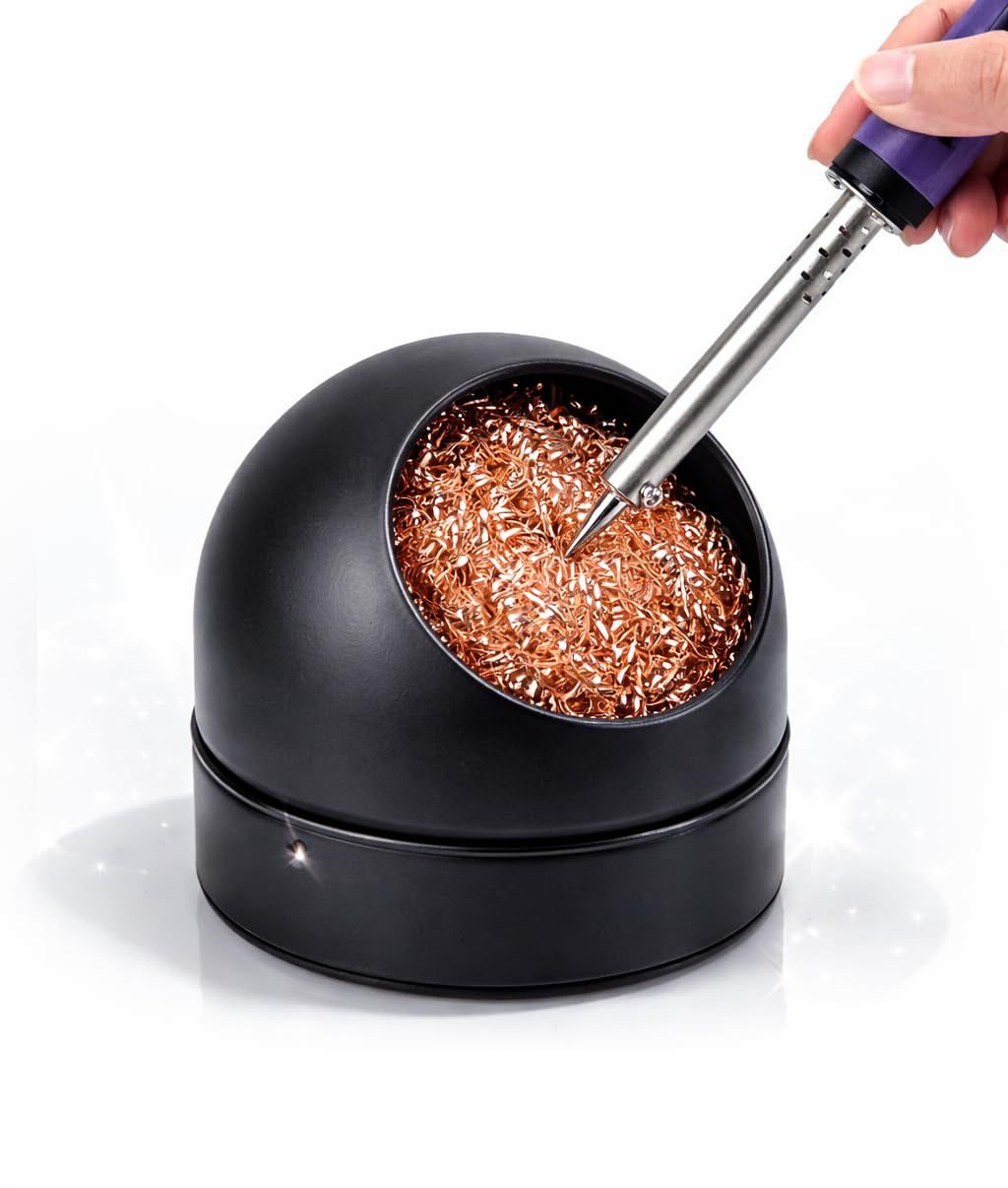 Heavy Duty Soldering Iron Tip Cleaner with Copper Wire, Soldering Tip Cleaning Ball Stand, No Water Required, Heat Resistant Tip Cleaner for Soldering Iron Black-image-46