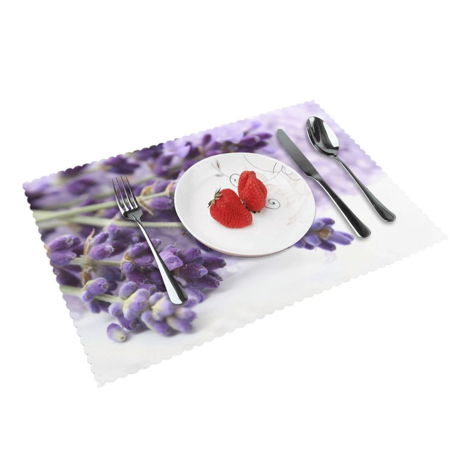 Lavender Printed Placemats Set of 4 PCS Washable Placemat for Kitchen Table Heat-resistant Table Mats 45x30 CM