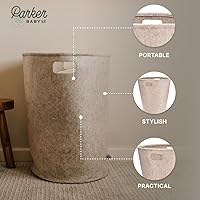 Vista 4 de Parker - Cesta de lavandería para cuarto de bebé, cesta grande de almacenamiento de fieltro y cesta de bebé para guardería (gris)