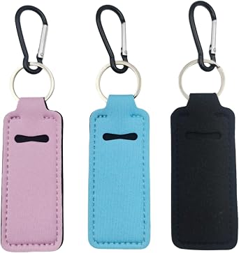 Chapstick Holder Key Chain for Women Lip Balm Lip Gloss Holder Cute Keychain Lipstick Holder with Metal Spring Clip