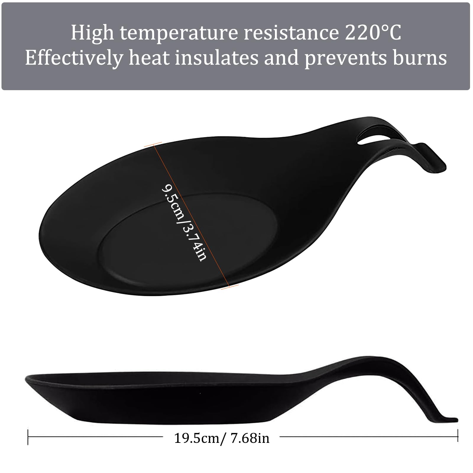 2 pcs Bandeja de Silicona para Cucharas, Soporte para Cucharas de Cocina, Bandeja de Silicona para Cucharas, Bandeja de Silicona para Cucharas de Cocina Negro + Gris,