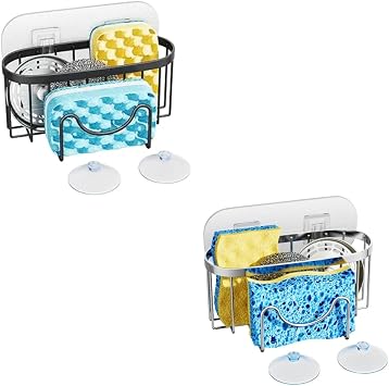 HapiRm Multifunctional Sponge Holder with Unique M-Shaped - Black+Silver