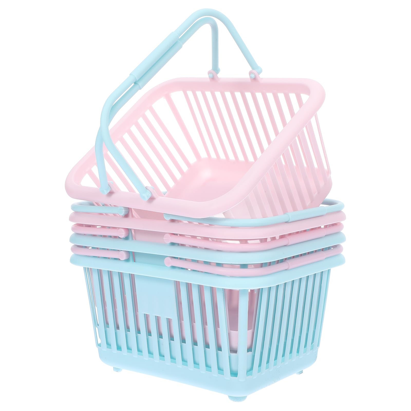 Kisangel 4Pcs Mini Shopping Baskets, 6.29 inch Plastic Play Shopping Basket with Handle, Small Picking Storage for Kids Home cart