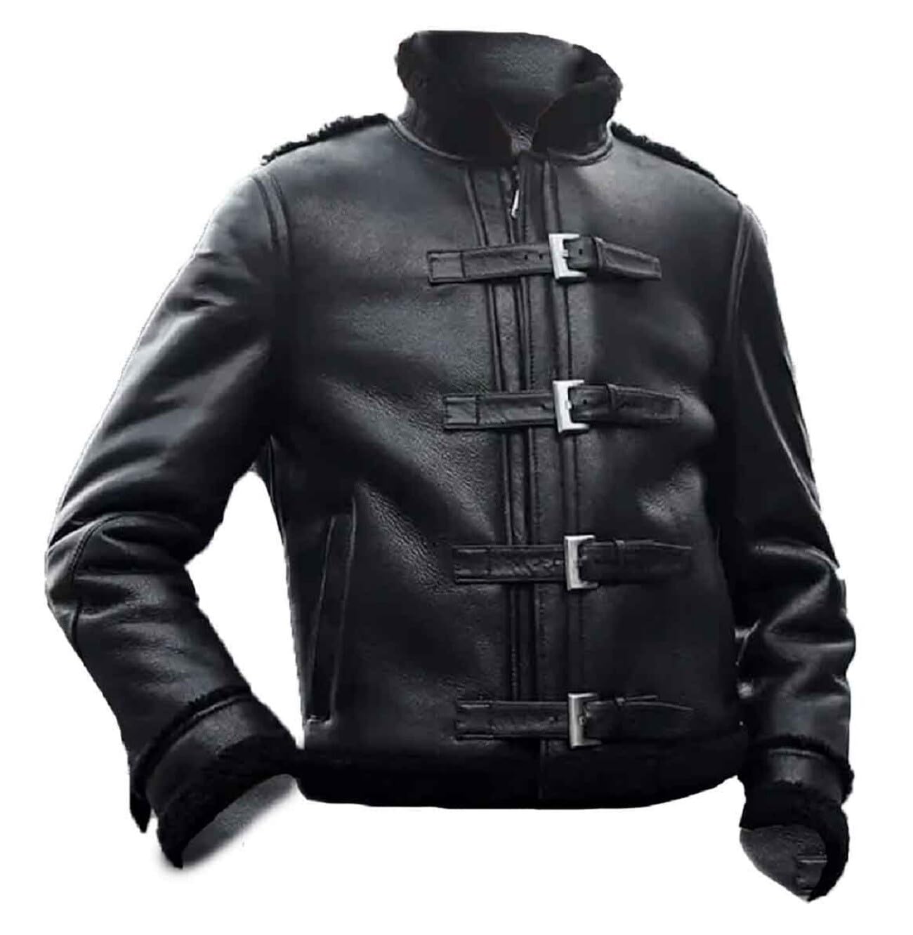 Chaqueta bomber B3 de cuero de primera calidad para hombre con forro de piel sintética de oveja