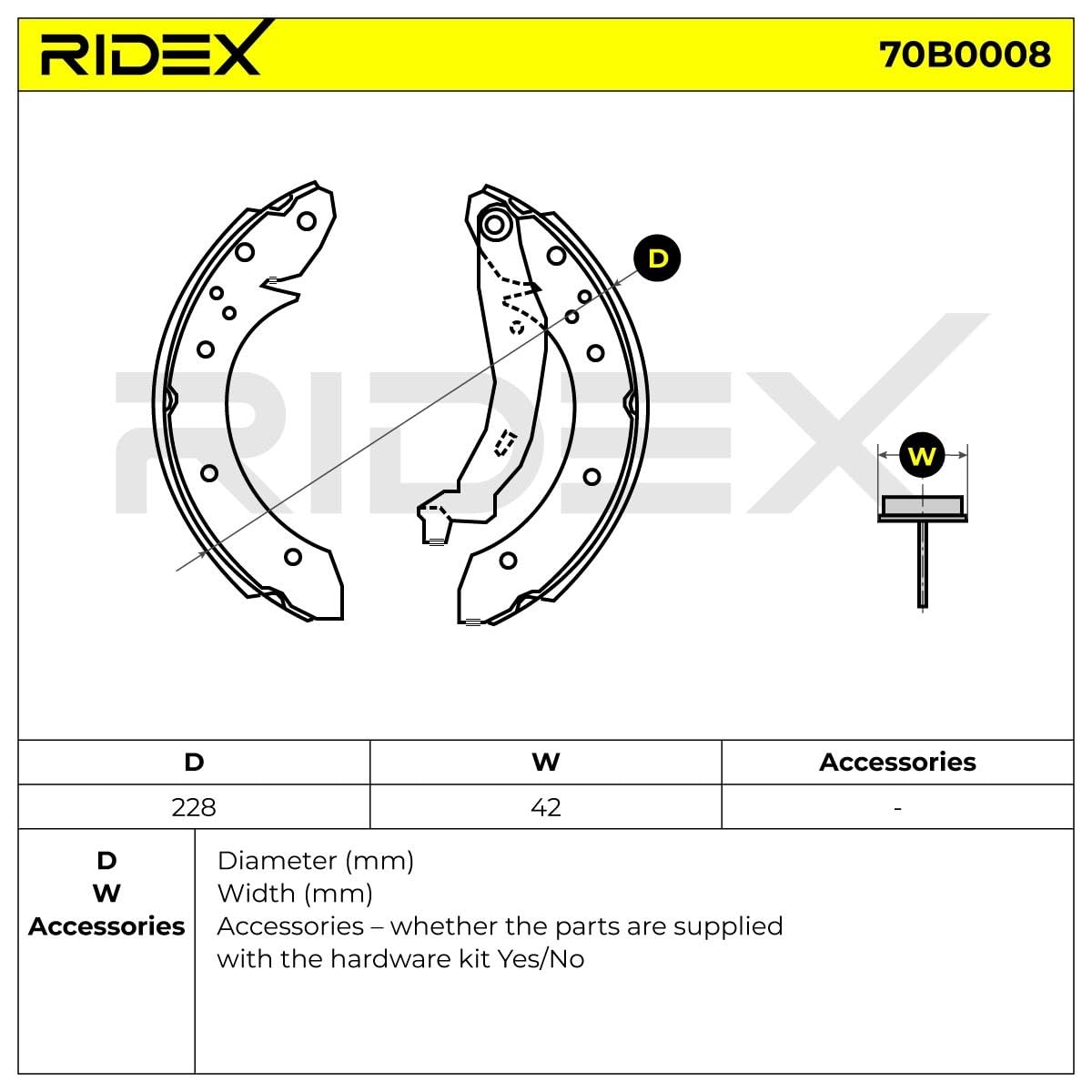 RIDEX 70B0008 Jeu de mâchoires de frein Arrière avec levier Compatible avec CITROËN Berlingo/Berlingo First I MF, GJK, GFK