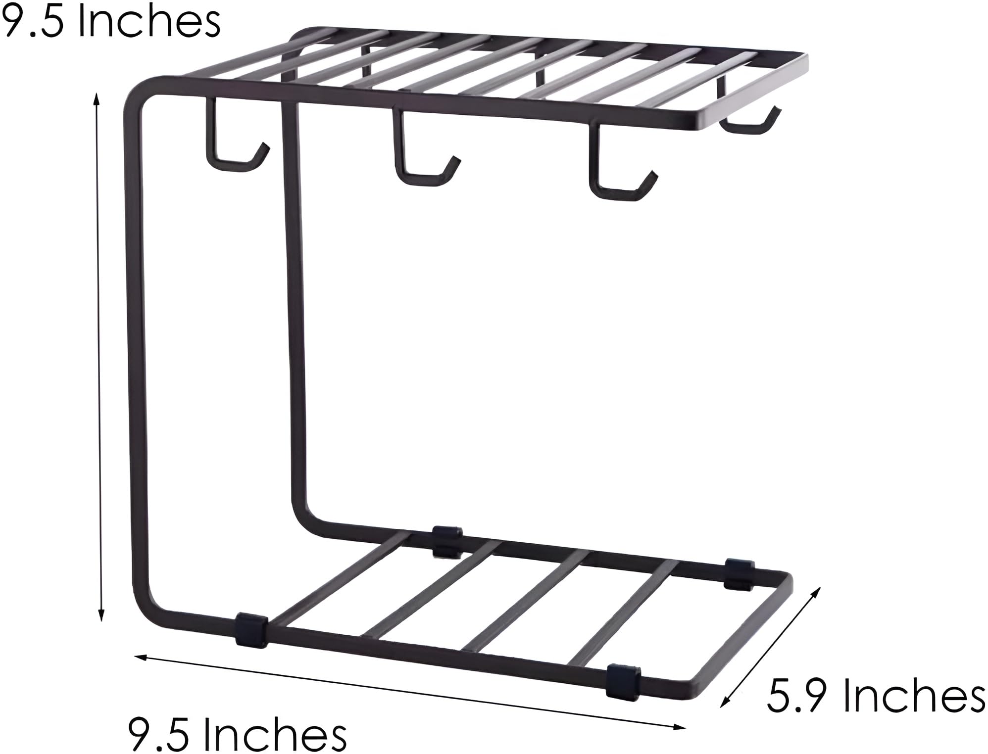 Organizzatore Portatazze In Metallo Con 6 Ganci - Supporto Per Tazze, Bicchieri E Piattini - Dimensioni 24x23x15 Cm