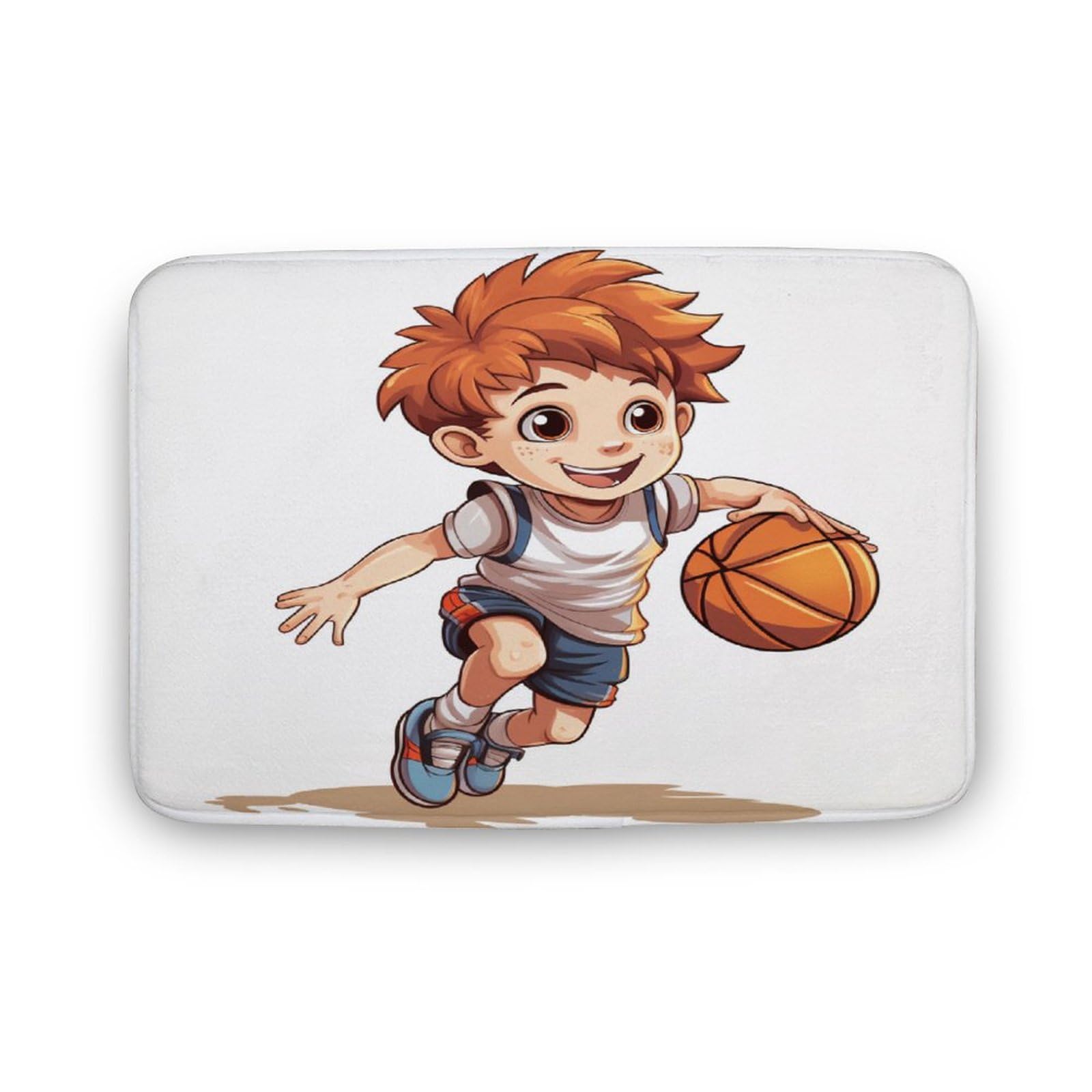 HighonHi Bath Mat A Cartoon Boy Play Basketball -4 Bath Rug Personalized Boy Basketball Player Velvet Indoor Doormat Front Door Welcome Mat Super Cozy Non Slip Machine Washable 16