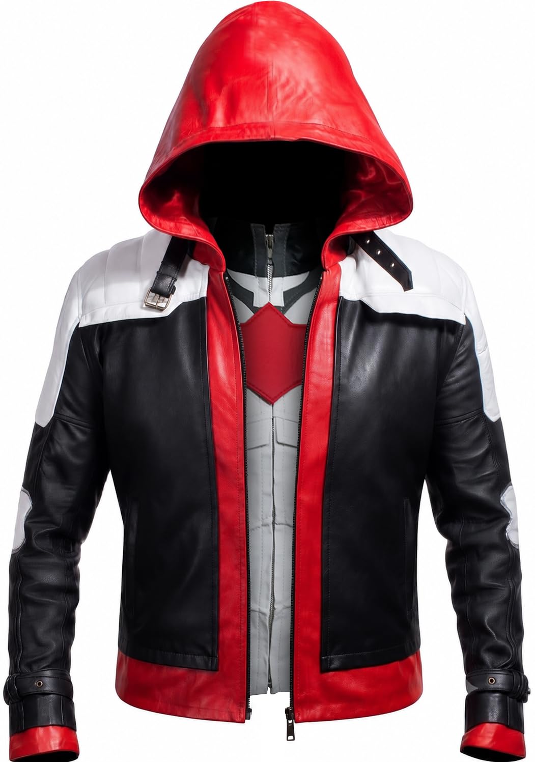 Red Hood Jacket for Men 2 in 1 Faux Leather