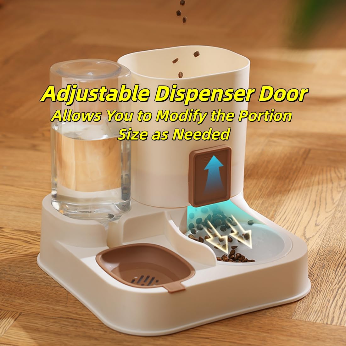 Mangiatoia Automatica per Gatti 2 in 1, Dispenser di Cibo e Acqua da Viaggio, Ciotola Rimovibile Regolabile