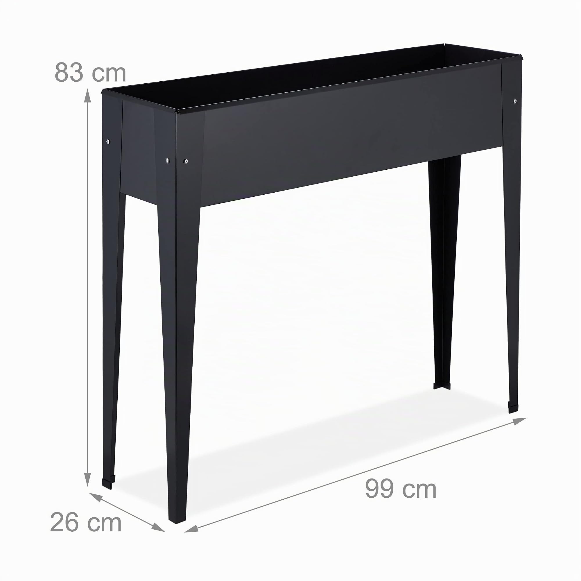 Relaxdays Huerto Urbano Metal, Mesa Cultivo Compacta, Patas Altas, Jardinera Balcón, Terraza, Jardín, 83x99x26 cm, Negro