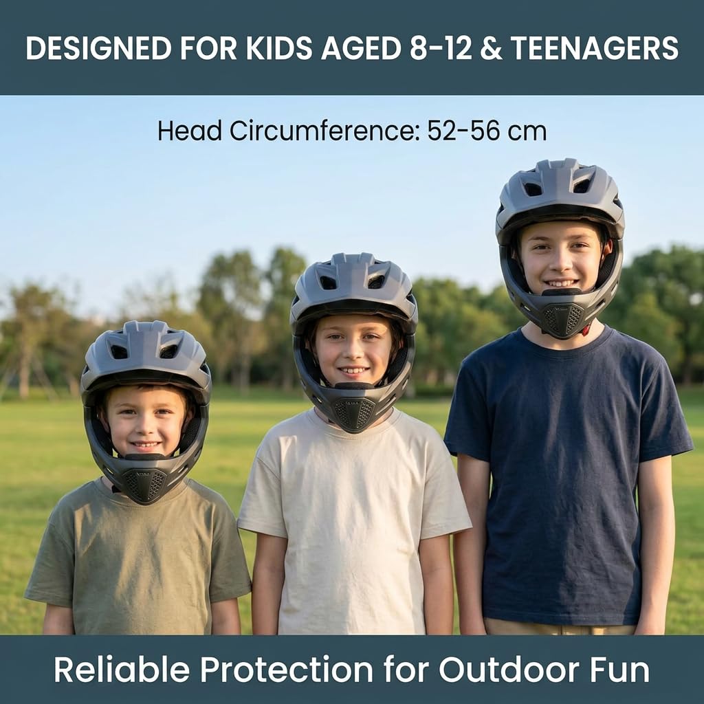 Chrees Casco de Bicicleta Integral para Niños, Casco de Bicicleta de Montaña, BMX, Protector de Barbilla Desmontable, de Integral 2 en 1 para Exteriores,