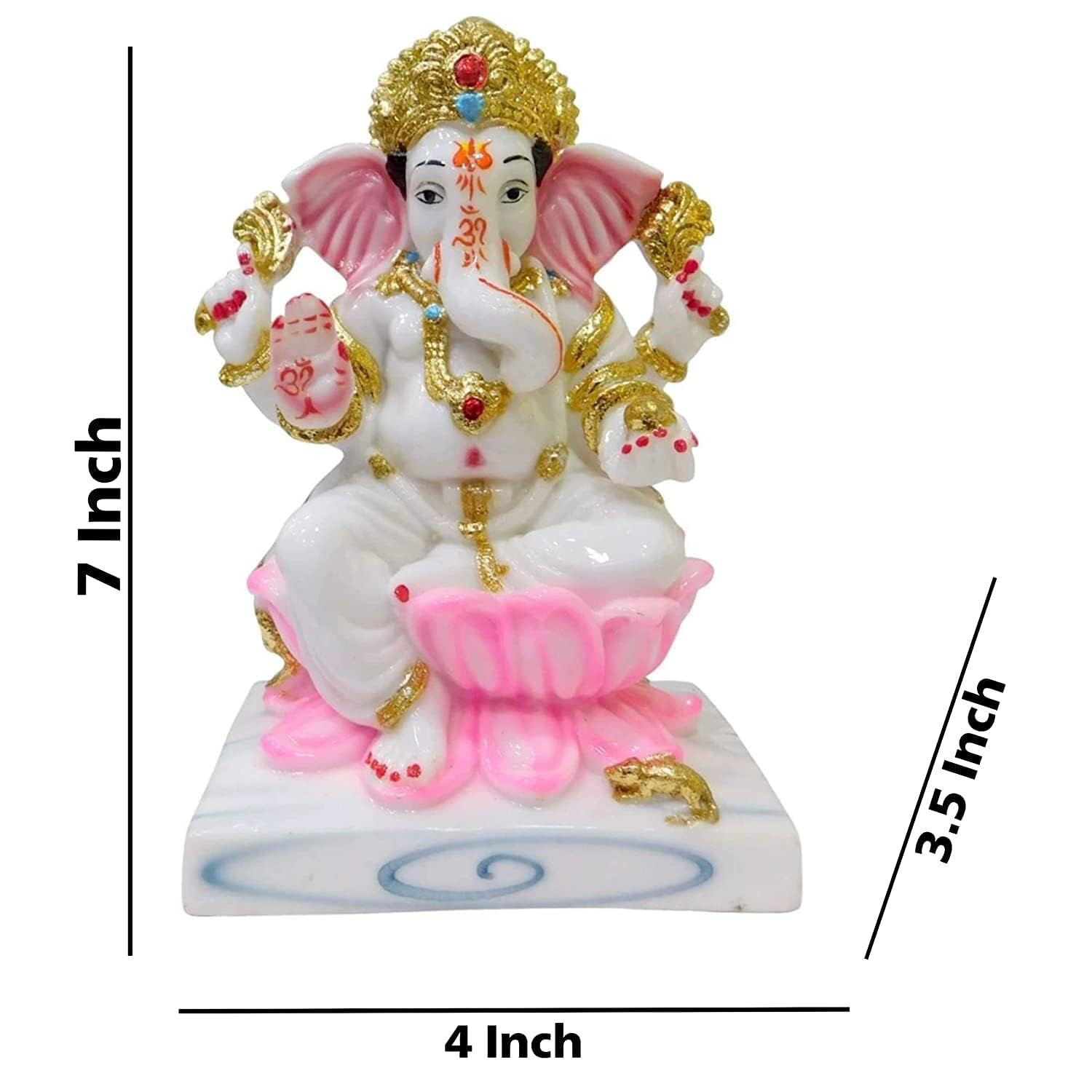 STARDOM MART Lord Marble White Ganesh ji Murti Ganesha Ganpati Maharaj Murti Statue for Pooja Room Idol 6.5 Inch 3