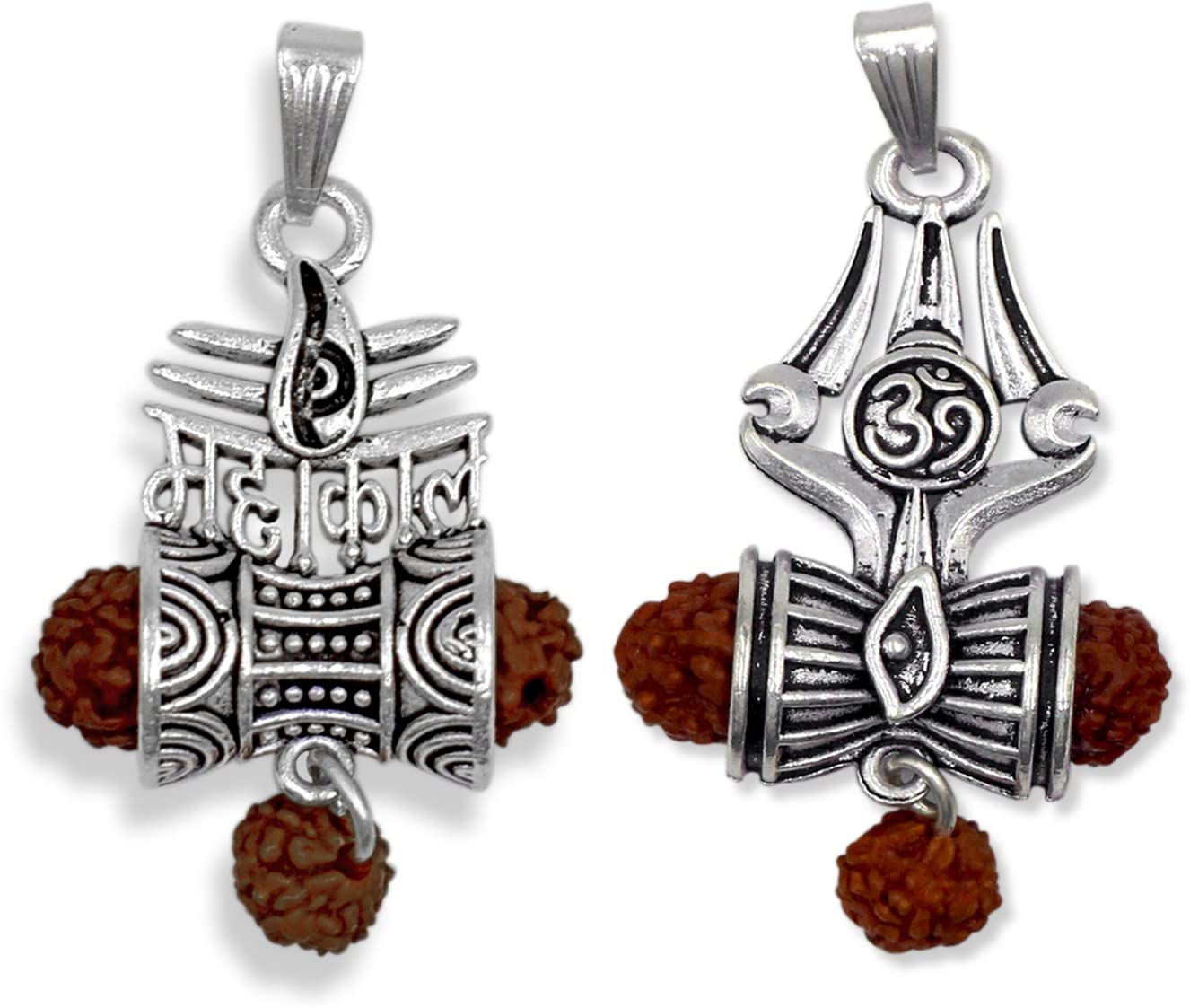prabhu bhakti Mahadev Trishual Third Eye Rudraksha Locket With Silver Pendant Jewellery for Men & Women God Pendants Pack Of 2-picture-20