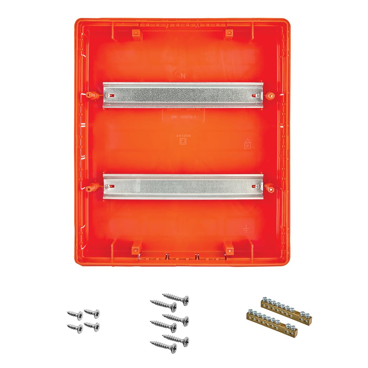 Lion Electric Armario de 2 filas, caja de fusibles de 24 módulos, color blanco, para interruptor de instalación eléctrica IP40, caja de distribución con riel y puerta transparente para todos los