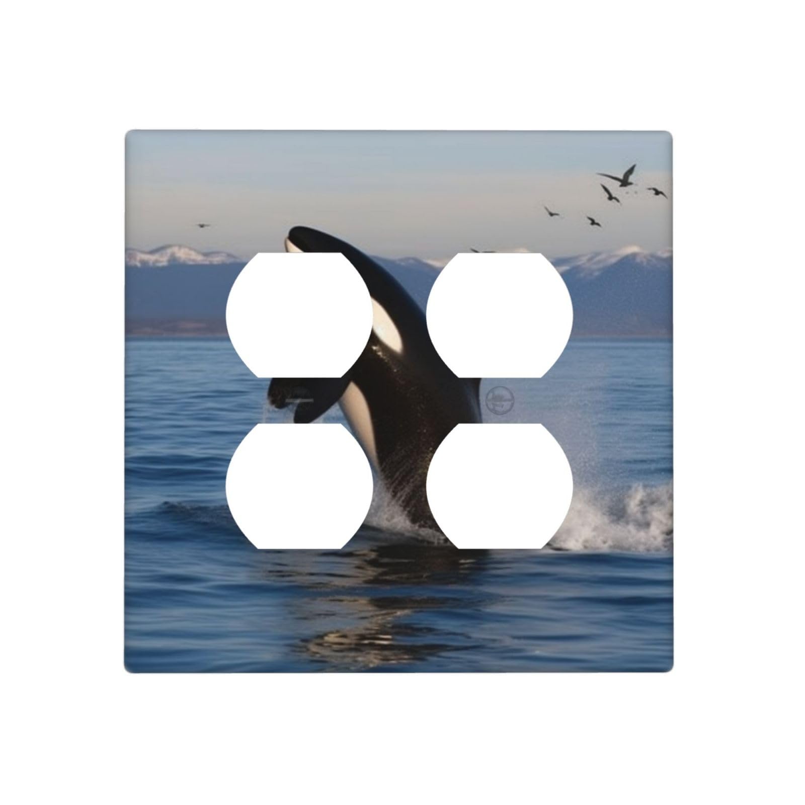 Decorator Wall Plate 2 Gang Light Switch Covers Killer Whale Wallplate Double Toggle Switch Plate Mid-size Electrical Outlet Covers Decorative Wall Switch Plate Cover