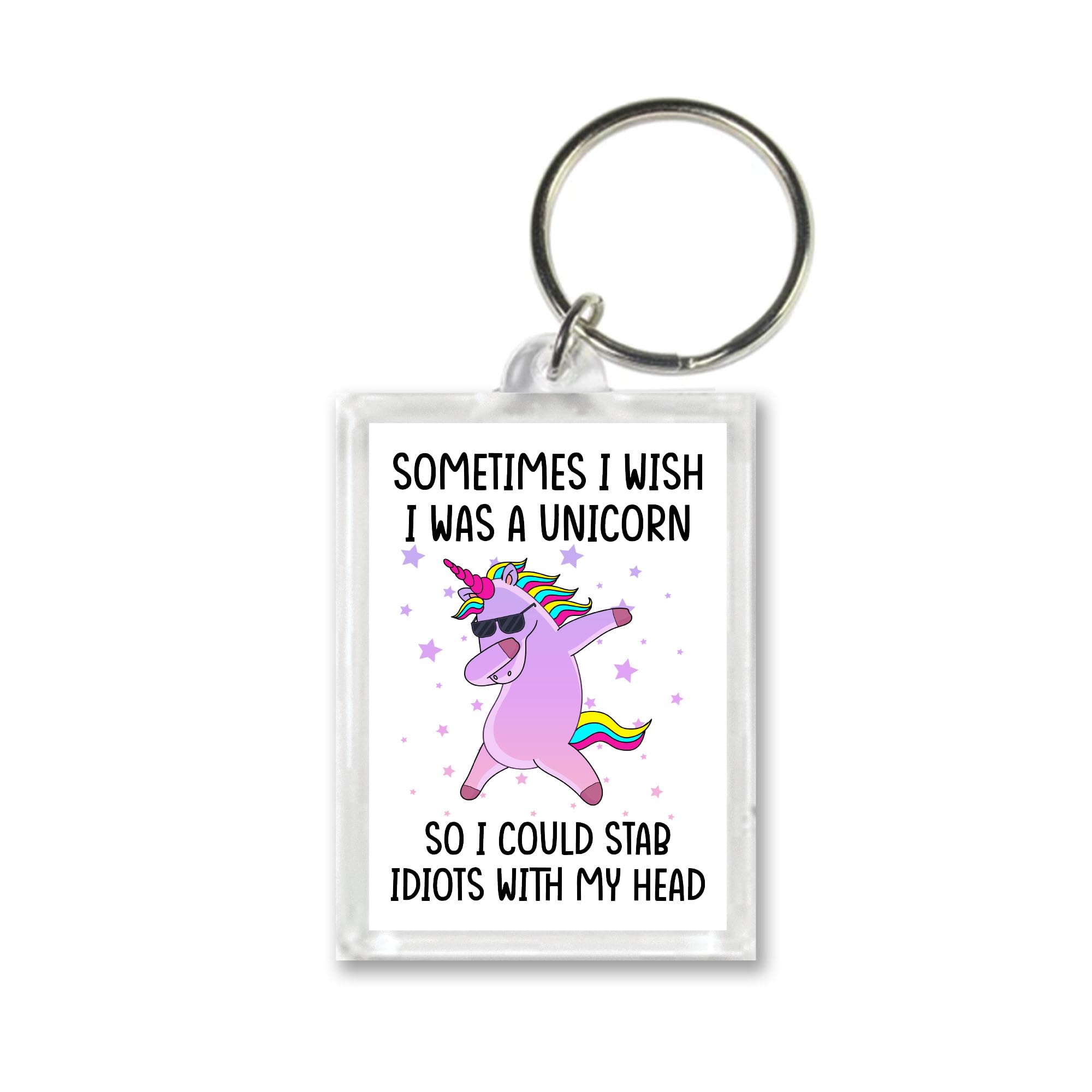 Rib Ticklerz Multicolor - Funny Keyring - Unicorn Gift - Joke Keyring - Stab Idiots With My Head - For Her - Secret Santa Work Present - Birthday Best Friend Banter - Kr118