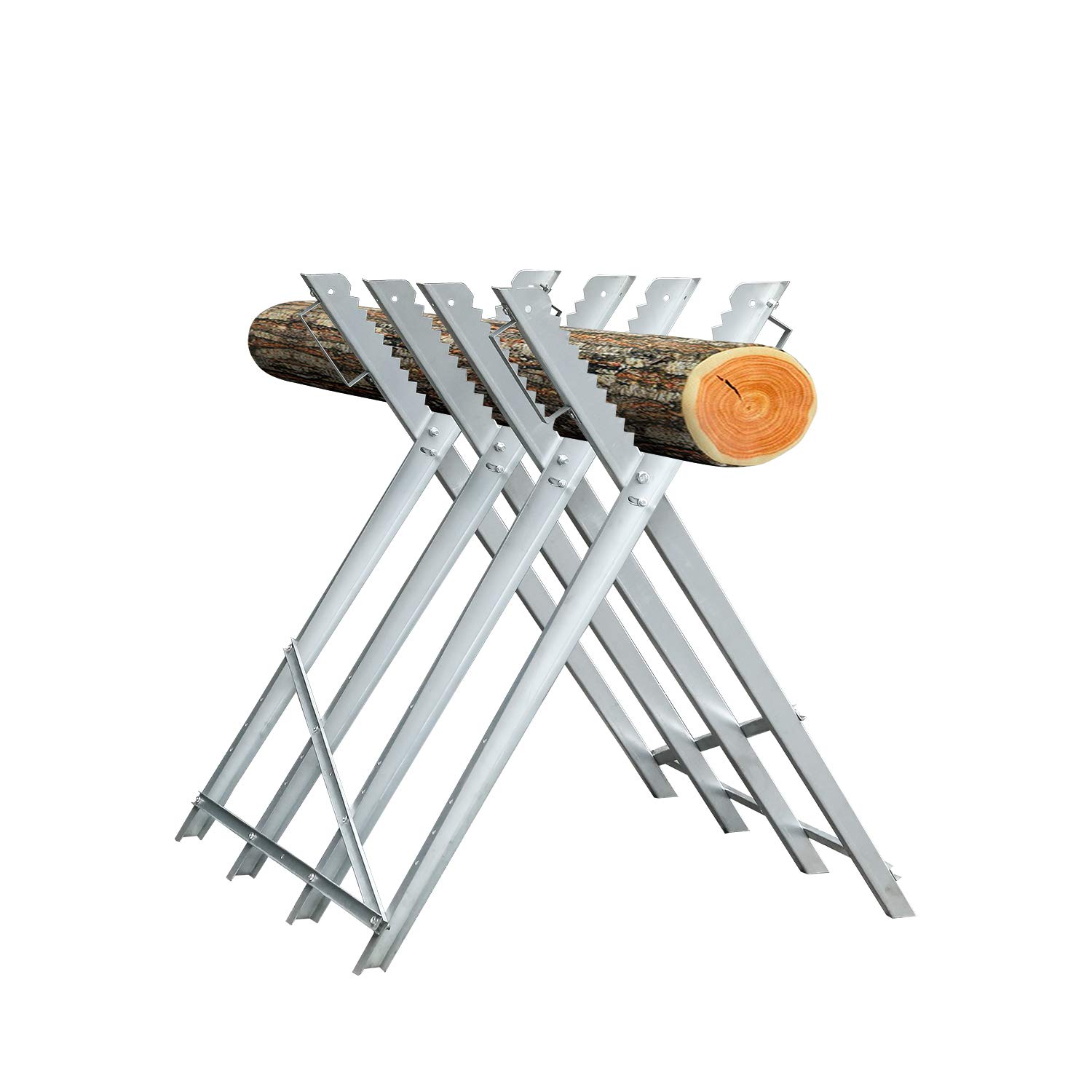 Sonnewelt Caballetes de sierra para plegable, capacidad de carga de 150 kg, para motosierra de madera, caballete de madera móvil, Metal galvanizado, Plata(80 x 80 x 81 cm)