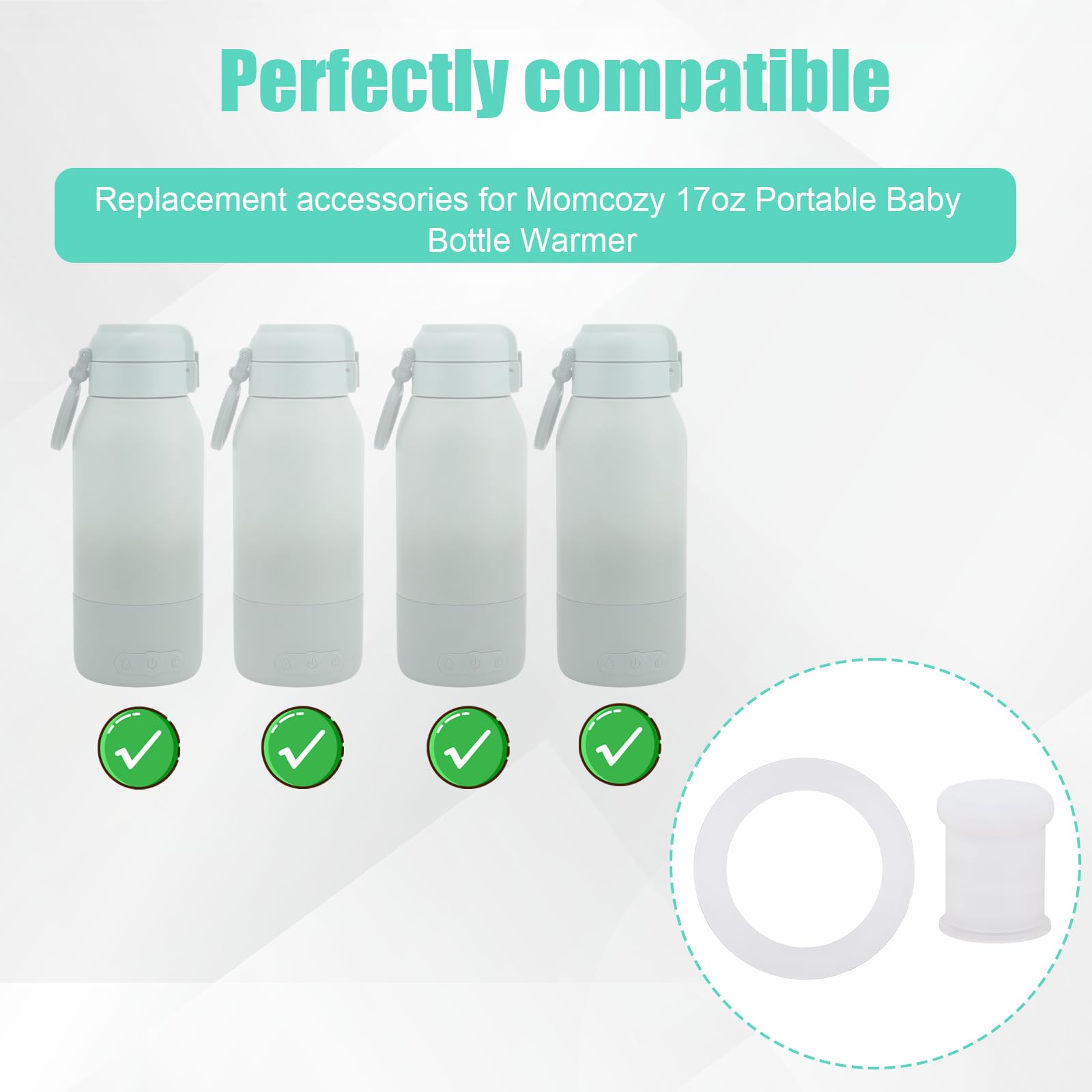 4pz Set di Accessori per Scaldabiberon Compatibile con Momcozy, Tappi Anti-Perdite e Anelli di Tenuta in Silicone Senza BPA per Scaldabiberon Portatile da 500ml
