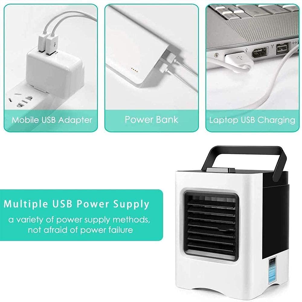 Chłodnica powietrza do domowego biura chłodziarek wyparnych przenośna chłodziarka wyparna, mini klimatyzator 3 w 1, nawilżacz/oczyszczacz, wentylator biurkowy USB, kompaktowa chłodnica powietrza ze