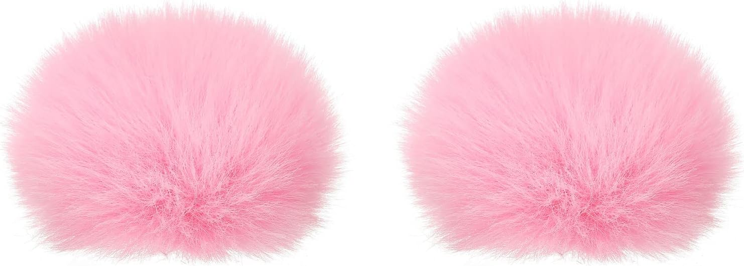 PATIKIL Furry Microphone Windscreen 8mm x 62mm Mic Cover Windshield for Indoor Outdoor Microphone Pink 2 Pack