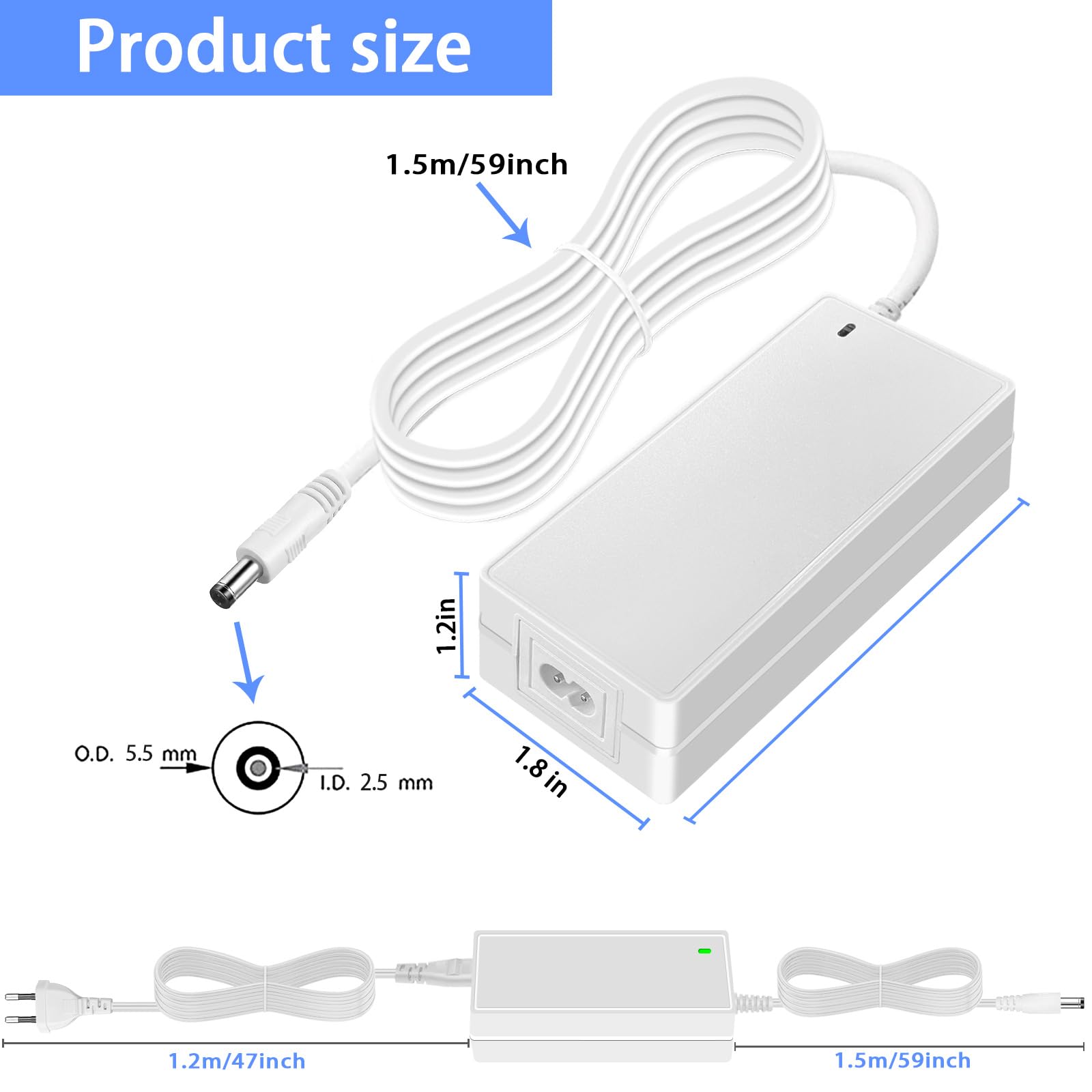 18 V, 3 A kabel zasilający dla Cricut Explore air 2, Expression 2 | Do osobistego wyrazu Create, Mini, Cake, Explore, Cricut Maker (nie nadaje się do Cricut Maker 3/ Cricut Joy)