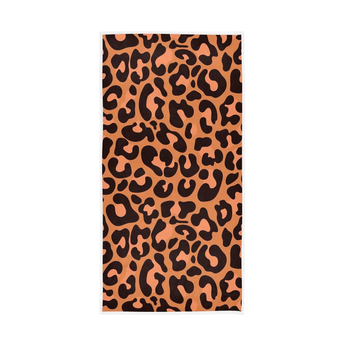 LSRCPD Leopard Brown Black Hand Towel Soft Washcloths Bathroom Towel 15 x 30 Inch