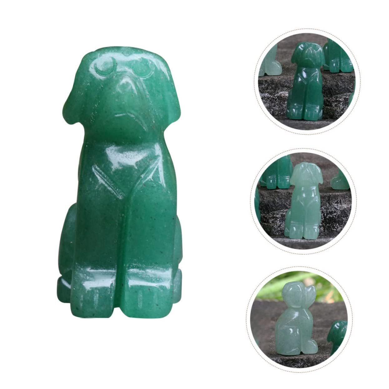 Amazon.co.jp: ORFOFE 2個天然石玉石製チュア犬置物 色の小型犬の彫刻 