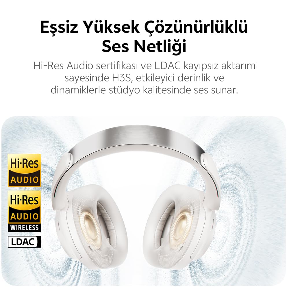 H3S 6.0 Auriculares Bluetooth Anc Hi-res Ldac Dual Driver Auriculares 7 Mics Inteligencia Artificial Escuchar 102 Horas (blanco)