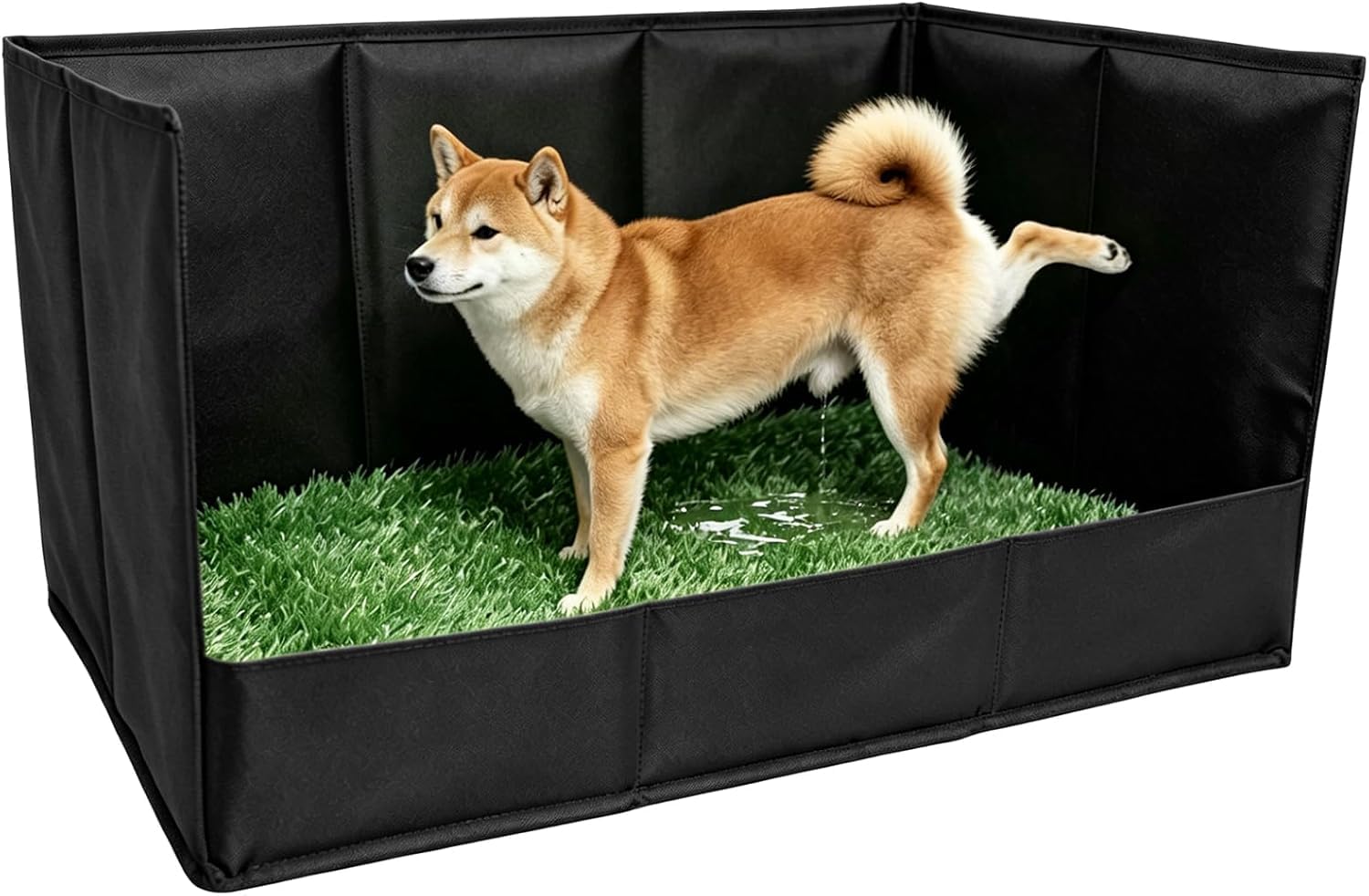 Toilette per cani con erba artificiale, 84 x 58 x 41 cm, accessorio per animali domestici, pieghevole, con 3 tappetini per urina, per cuccioli, casa, balcone, viaggi, attività all'aperto
