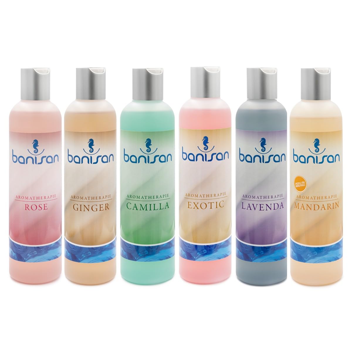 6 Badezusätze, Aromatherapie 6x 250 ml, ergiebig, nicht schäumende Rezeptur für Whirlpools, perfektes Geschenk zu jedem Anlass, für alle gängigen Whirlpools geeignet