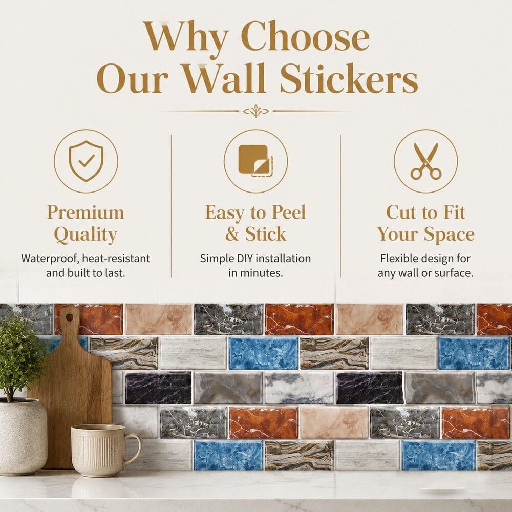 Paneles De Pared Estilo Azulejo, Decoración contra Salpicaduras