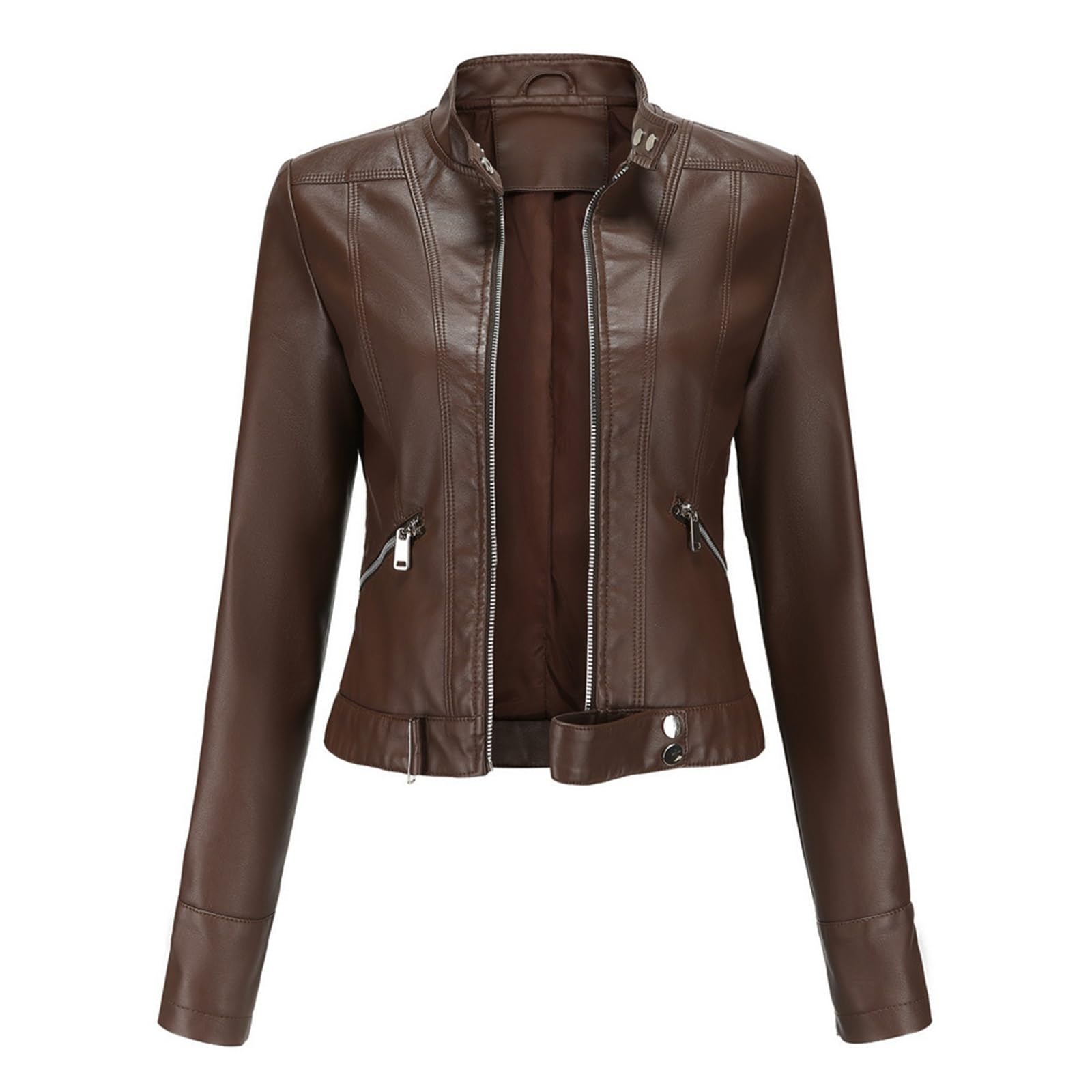 Chaqueta De Piel Sintética para Mujer, Blazer De Manga Larga Entallado para Un Look Casual, De Negocios, Entrevista O Semiformal