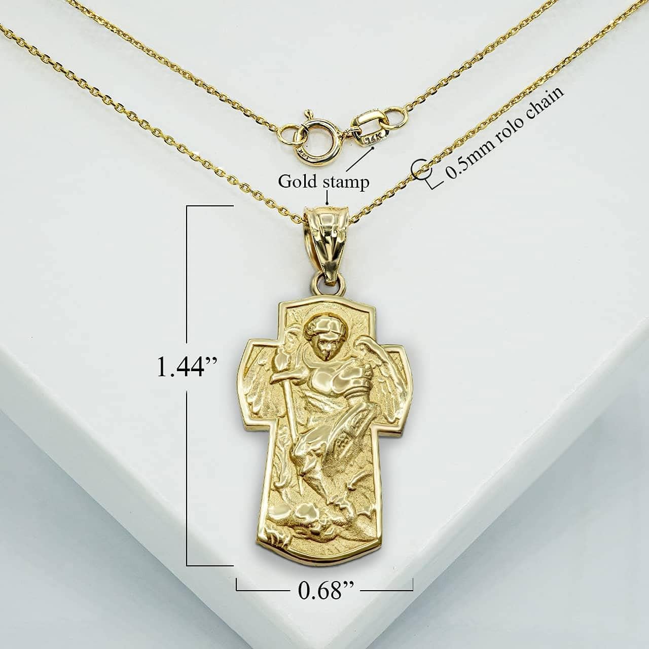 Fine 925 Sterling Silver Archangel Saint Michael Patron Protect Us Cross Shield Amulet Pendant