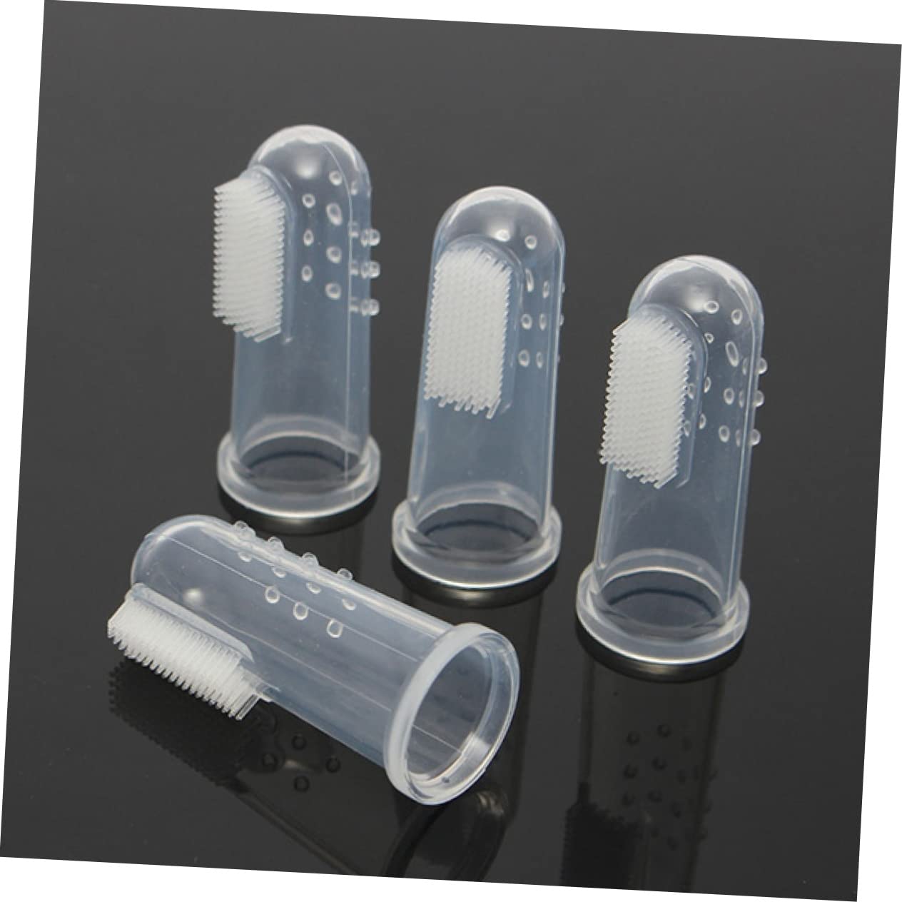 COLLBATH Brosse à Dents En Silicone Pour Animaux De Compagnie, Lot De 4 Brosses à Doigts, Taille Petite, Nettoyage Dentaire Doux, Soin Buccal Pour Chiens Et Chats