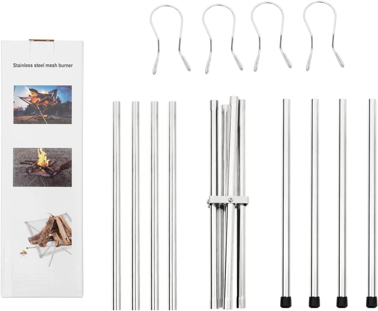 Foyer portable pour l'extérieur, 56 cm, en acier inoxydable, avec tapis de feu et sac de transport, foyer d'extérieur en acier inoxydable pour extérieur, jardin, camping, patio, barbecue