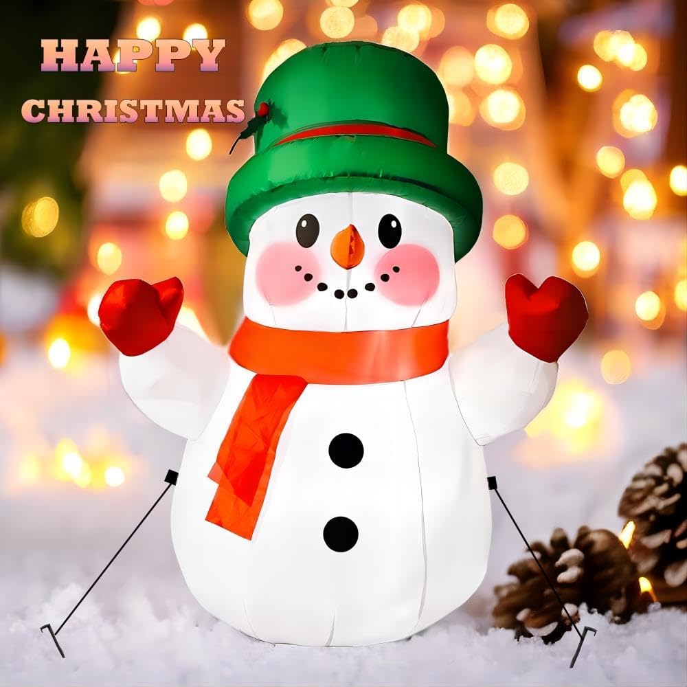 4ft Christmas Inflatables Snowman Outdoor Decorations, Blow up Snow Man Yard Decor Built-in Bright LED Light Wear Magic Hat, Holiday for Garden Patio Lawn Party Xmas Gifts (4ft Snowman) - Image 6