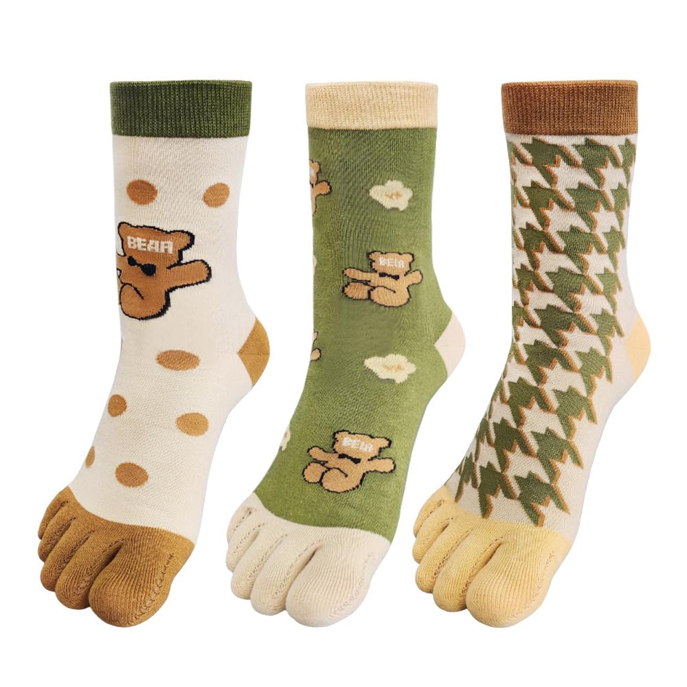 HOMSSEM Womens Girls Toe Socks Five Fingers Cute Colorful Ankle Athletic Running Toe Seperated